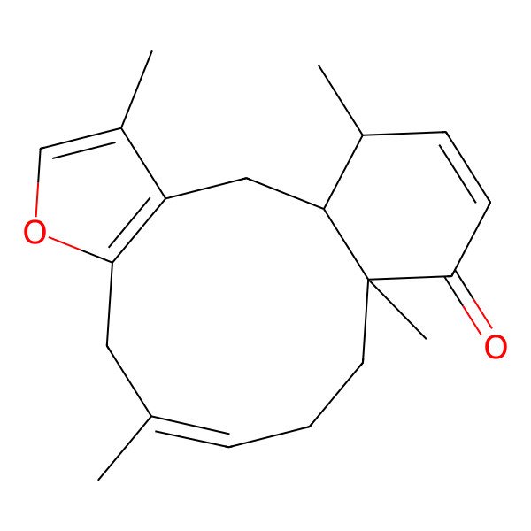 2D Structure of (9E)-4,9,13,17-tetramethyl-6-oxatricyclo[11.4.0.03,7]heptadeca-3(7),4,9,15-tetraen-14-one