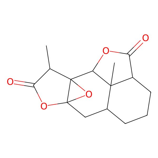 2D Structure of (1R,2R,3S,6R,8R,12S,15S)-3,15-dimethyl-5,14,16-trioxapentacyclo[6.6.1.12,6.02,6.012,15]hexadecane-4,13-dione