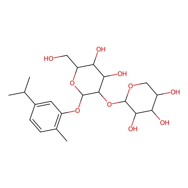 2D Structure of (2S,3R,4S,5R)-2-[(2R,3S,4R,5R,6S)-4,5-dihydroxy-6-(hydroxymethyl)-2-(2-methyl-5-propan-2-ylphenoxy)oxan-3-yl]oxyoxane-3,4,5-triol