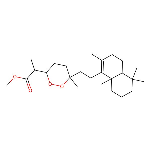 2D Structure of methyl (2S)-2-[(3S,6R)-6-[2-[(4aR,8aR)-2,5,5,8a-tetramethyl-3,4,4a,6,7,8-hexahydronaphthalen-1-yl]ethyl]-6-methyldioxan-3-yl]propanoate