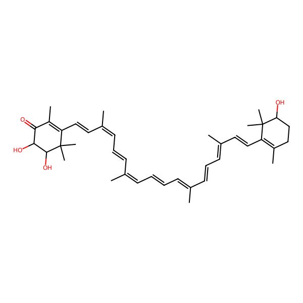 2D Structure of (5S,6R)-5,6-dihydroxy-3-[(1E,3E,5E,7E,9E,11E,13E,15E,17E)-18-[(5R)-5-hydroxy-2,6,6-trimethylcyclohexen-1-yl]-3,7,12,16-tetramethyloctadeca-1,3,5,7,9,11,13,15,17-nonaenyl]-2,4,4-trimethylcyclohex-2-en-1-one