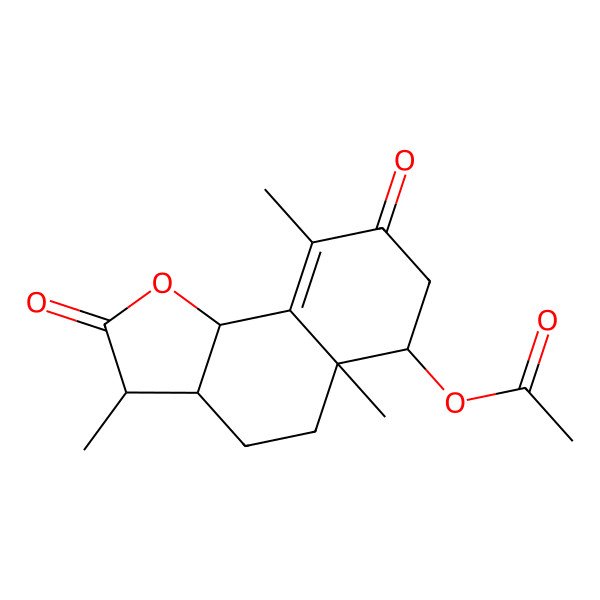 2D Structure of [(3R,3aS,5aR,6S,9bS)-3,5a,9-trimethyl-2,8-dioxo-3a,4,5,6,7,9b-hexahydro-3H-benzo[g][1]benzofuran-6-yl] acetate