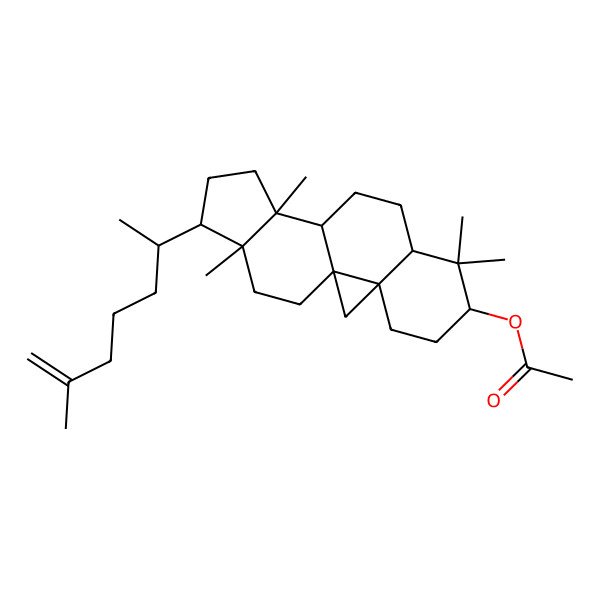 2D Structure of [(1S,3R,6S,8R,11S,12S,15R,16R)-7,7,12,16-tetramethyl-15-[(2R)-6-methylhept-6-en-2-yl]-6-pentacyclo[9.7.0.01,3.03,8.012,16]octadecanyl] acetate