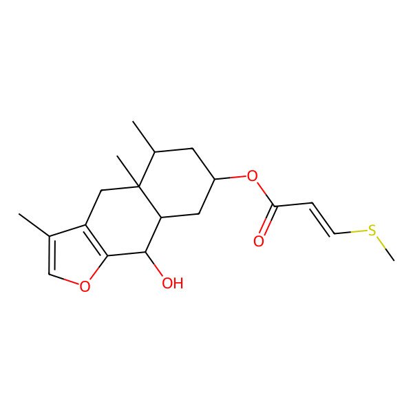 2D Structure of (9-hydroxy-3,4a,5-trimethyl-5,6,7,8,8a,9-hexahydro-4H-benzo[f][1]benzofuran-7-yl) 3-methylsulfanylprop-2-enoate