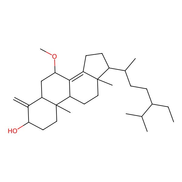 2D Structure of 17-(5-Ethyl-6-methylheptan-2-yl)-7-methoxy-10,13-dimethyl-4-methylidene-1,2,3,5,6,7,9,11,12,15,16,17-dodecahydrocyclopenta[a]phenanthren-3-ol