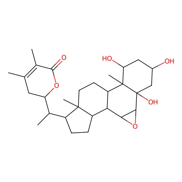 2D Structure of (2R)-4,5-dimethyl-2-[(1S)-1-[(1S,2S,4S,5R,7S,9S,10S,11S,14R,15R,18S)-5,7,9-trihydroxy-10,14-dimethyl-3-oxapentacyclo[9.7.0.02,4.05,10.014,18]octadecan-15-yl]ethyl]-2,3-dihydropyran-6-one