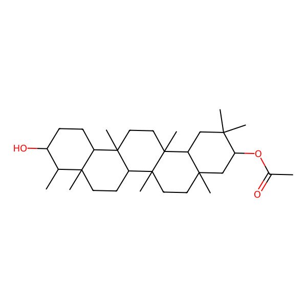 2D Structure of (10-Hydroxy-2,2,4a,6a,6a,8a,9,14a-octamethyl-1,3,4,5,6,6b,7,8,9,10,11,12,12a,13,14,14b-hexadecahydropicen-3-yl) acetate