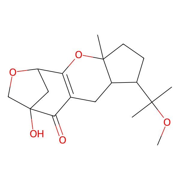 2D Structure of 12-Hydroxy-7-(2-methoxypropan-2-yl)-4-methyl-3,14-dioxatetracyclo[10.2.1.02,10.04,8]pentadec-2(10)-en-11-one
