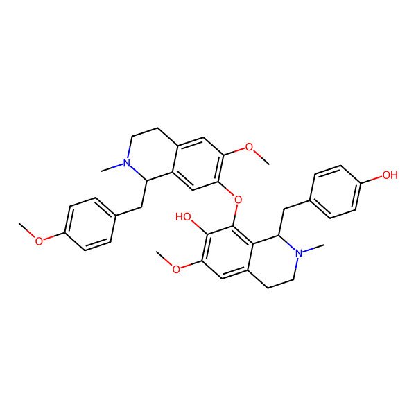 2D Structure of 1-[(4-hydroxyphenyl)methyl]-6-methoxy-8-[[6-methoxy-1-[(4-methoxyphenyl)methyl]-2-methyl-3,4-dihydro-1H-isoquinolin-7-yl]oxy]-2-methyl-3,4-dihydro-1H-isoquinolin-7-ol