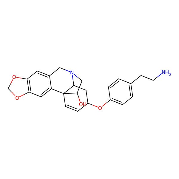 2D Structure of 15-[4-(2-Aminoethyl)phenoxy]-5,7-dioxa-12-azapentacyclo[10.5.2.01,13.02,10.04,8]nonadeca-2,4(8),9,16-tetraen-18-ol