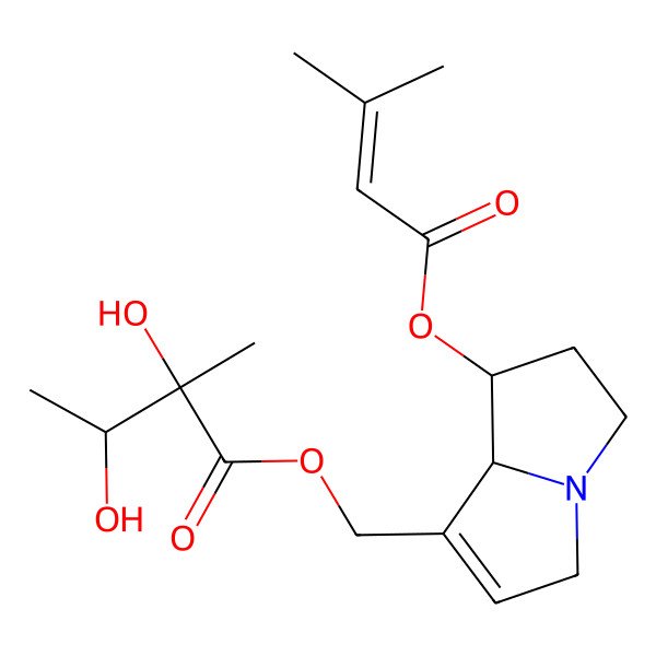 2D Structure of [7-(3-methylbut-2-enoyloxy)-5,6,7,8-tetrahydro-3H-pyrrolizin-1-yl]methyl 2,3-dihydroxy-2-methylbutanoate