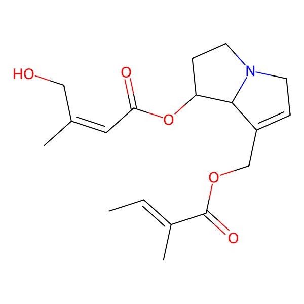 2D Structure of [7-(2-methylbut-2-enoyloxymethyl)-2,3,5,8-tetrahydro-1H-pyrrolizin-1-yl] 4-hydroxy-3-methylbut-2-enoate