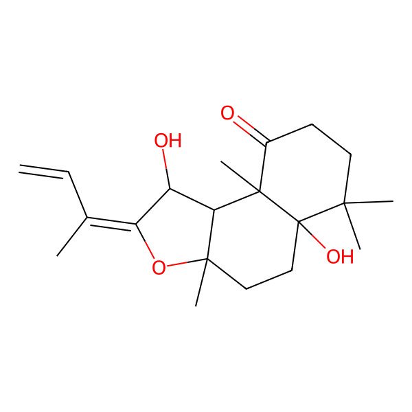 2D Structure of 2-But-3-en-2-ylidene-1,5a-dihydroxy-3a,6,6,9a-tetramethyl-1,4,5,7,8,9b-hexahydrobenzo[e][1]benzofuran-9-one