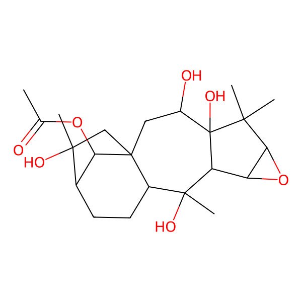 2D Structure of [(1R,3R,4S,6R,8S,9R,10R,11S,14S,15R,17S)-3,4,10,15-tetrahydroxy-5,5,10,15-tetramethyl-7-oxapentacyclo[12.2.1.01,11.04,9.06,8]heptadecan-17-yl] acetate