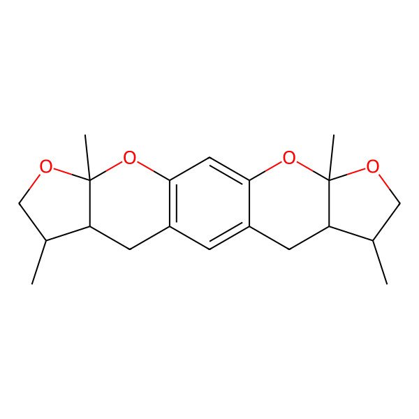 2D Structure of (5R,8R,9R,15R,16R,19R)-5,8,16,19-tetramethyl-4,6,18,20-tetraoxapentacyclo[11.7.0.03,11.05,9.015,19]icosa-1(13),2,11-triene