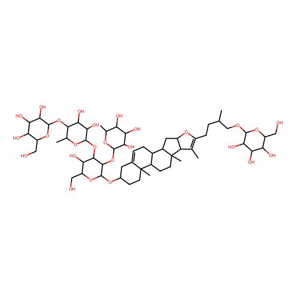 2D Structure of (2R,3S,4R,5R,6S)-2-[(2S,3S,4R,5S,6S)-4-[(2R,3S,4S,5R,6S)-3,4-dihydroxy-6-methyl-5-[(2R,3S,4R,5R,6S)-3,4,5-trihydroxy-6-(hydroxymethyl)oxan-2-yl]oxyoxan-2-yl]oxy-5-hydroxy-6-(hydroxymethyl)-2-[[(1S,2S,4R,8R,9R,12R,13S,16R)-7,9,13-trimethyl-6-[(3R)-3-methyl-4-[(2R,3S,4R,5R,6S)-3,4,5-trihydroxy-6-(hydroxymethyl)oxan-2-yl]oxybutyl]-5-oxapentacyclo[10.8.0.02,9.04,8.013,18]icosa-6,18-dien-16-yl]oxy]oxan-3-yl]oxy-6-methyloxane-3,4,5-triol