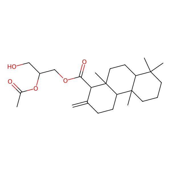 2D Structure of [(2S)-2-acetyloxy-3-hydroxypropyl] (1S,4aS,4bR,8aR,10aS)-4b,8,8,10a-tetramethyl-2-methylidene-1,3,4,4a,5,6,7,8a,9,10-decahydrophenanthrene-1-carboxylate