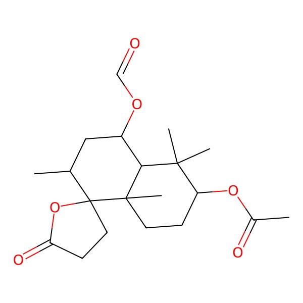 2D Structure of [(2S,4aS,5R,6R,8R,8aS)-8-formyloxy-1,1,4a,6-tetramethyl-5'-oxospiro[3,4,6,7,8,8a-hexahydro-2H-naphthalene-5,2'-oxolane]-2-yl] acetate
