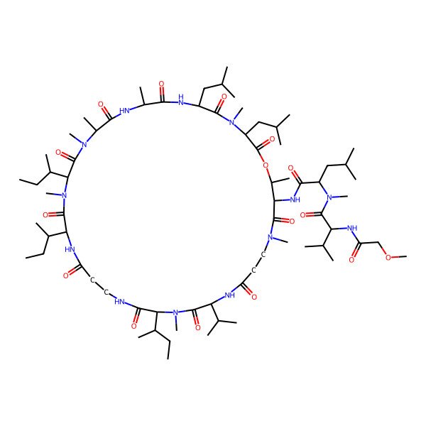 2D Structure of MeOAc-Val-D-N(Me)Leu-Thr(1)-N(Me)bAla-D-Val-N(Me)Ile-bAla-D-aIle-N(Me)Ile-N(Me)Ala-Ala-D-Leu-D-N(Me)Leu-(1)