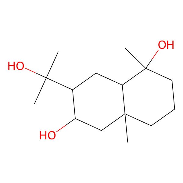 2D Structure of (1S,4aS,6S,7R,8aS)-7-(2-hydroxypropan-2-yl)-1,4a-dimethyl-2,3,4,5,6,7,8,8a-octahydronaphthalene-1,6-diol 2D Structure of (1S,4aS,6S,7R,8aS)-7-(2-hydroxypropan-2-yl)-1,4a-dimethyl-2,3,4,5,6,7,8,8a-octahydronaphthalene-1,6-diol