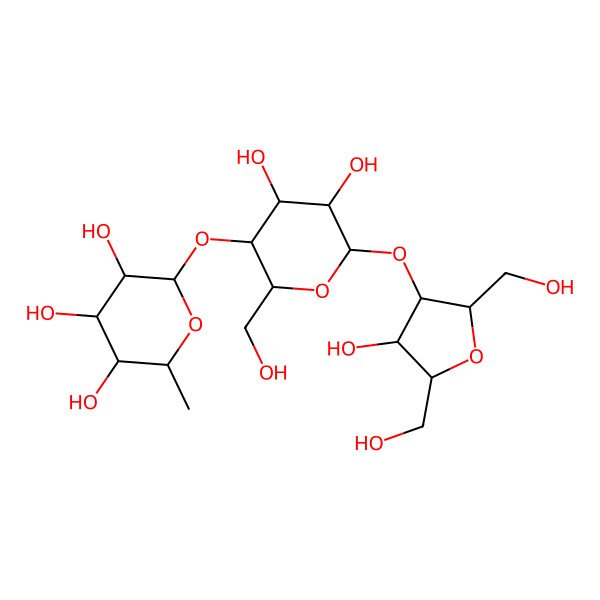 2D Structure of (2S,3R,4R,5R,6S)-2-[(2R,3R,4R,5R,6R)-4,5-dihydroxy-6-[(2R,3S,4R,5S)-4-hydroxy-2,5-bis(hydroxymethyl)oxolan-3-yl]oxy-2-(hydroxymethyl)oxan-3-yl]oxy-6-methyloxane-3,4,5-triol