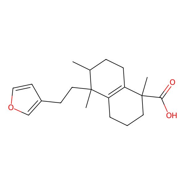 2D Structure of (1S,5S,6R)-5-[2-(furan-3-yl)ethyl]-1,5,6-trimethyl-2,3,4,6,7,8-hexahydronaphthalene-1-carboxylic acid
