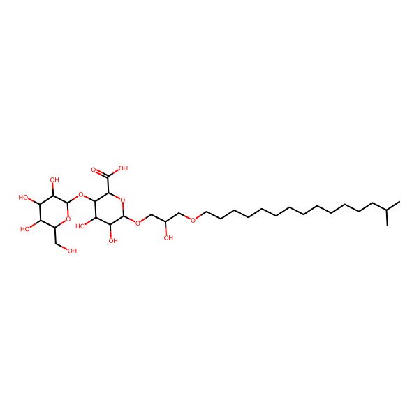 2D Structure of 4,5-Dihydroxy-6-[2-hydroxy-3-(14-methylpentadecoxy)propoxy]-3-[3,4,5-trihydroxy-6-(hydroxymethyl)oxan-2-yl]oxyoxane-2-carboxylic acid