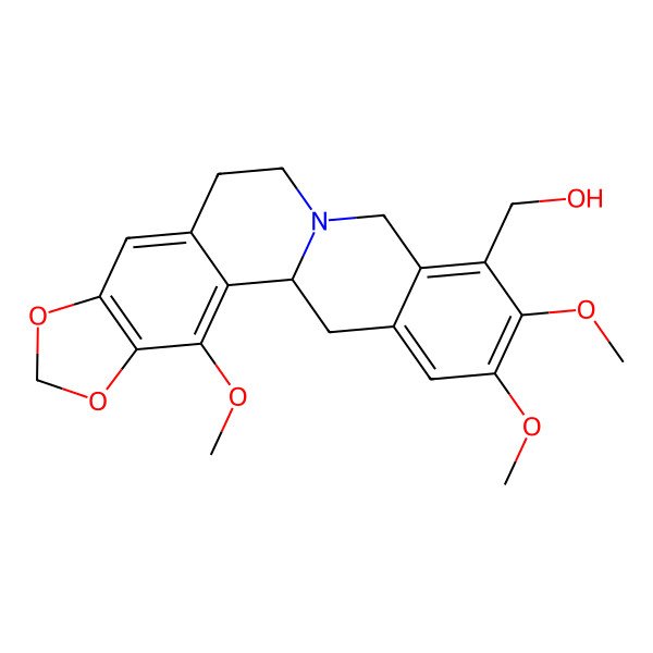 2D Structure of (3,17,18-Trimethoxy-5,7-dioxa-13-azapentacyclo[11.8.0.02,10.04,8.015,20]henicosa-2,4(8),9,15,17,19-hexaen-16-yl)methanol