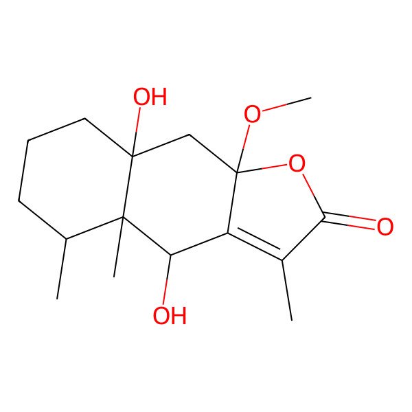 2D Structure of (4S,4aS,5S,8aS,9aS)-4,8a-dihydroxy-9a-methoxy-3,4a,5-trimethyl-4,5,6,7,8,9-hexahydrobenzo[f][1]benzofuran-2-one