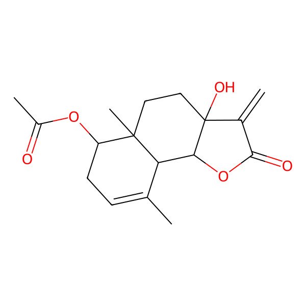 2D Structure of (3a-Hydroxy-5a,9-dimethyl-3-methylidene-2-oxo-4,5,6,7,9a,9b-hexahydrobenzo[g][1]benzofuran-6-yl) acetate