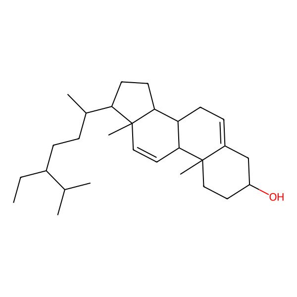 2D Structure of (3S,8S,9S,10R,13R,14S,17R)-17-[(2R,5R)-5-ethyl-6-methylheptan-2-yl]-10,13-dimethyl-2,3,4,7,8,9,14,15,16,17-decahydro-1H-cyclopenta[a]phenanthren-3-ol