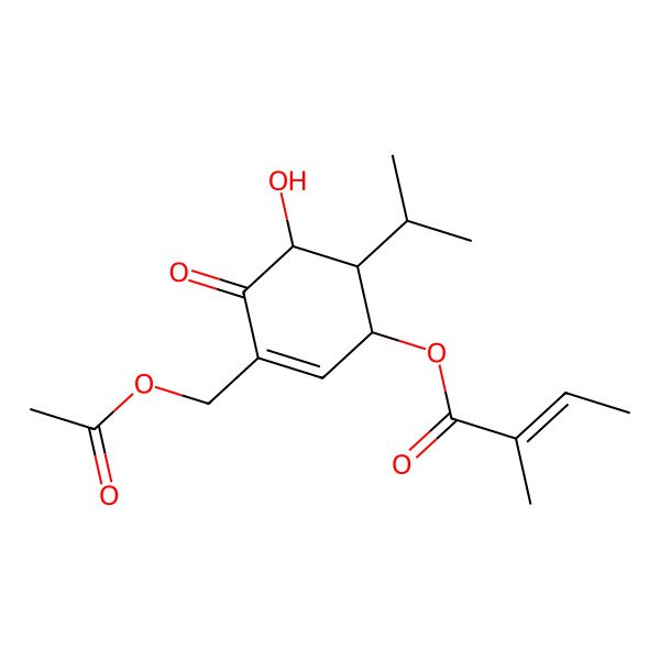 2D Structure of [(1S,5R,6R)-3-(acetyloxymethyl)-5-hydroxy-4-oxo-6-propan-2-ylcyclohex-2-en-1-yl] (E)-2-methylbut-2-enoate