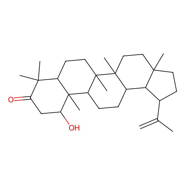 2D Structure of (1R,3aS,5aR,5bR,7aS,11S,11aS,11bR,13aS,13bR)-11-hydroxy-3a,5a,5b,8,8,11a-hexamethyl-1-prop-1-en-2-yl-2,3,4,5,6,7,7a,10,11,11b,12,13,13a,13b-tetradecahydro-1H-cyclopenta[a]chrysen-9-one