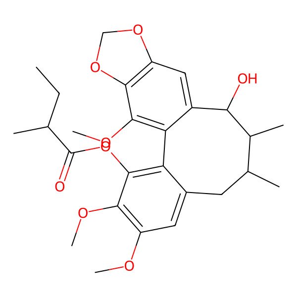 2D Structure of [(9R,10R,11R)-11-hydroxy-4,5,19-trimethoxy-9,10-dimethyl-15,17-dioxatetracyclo[10.7.0.02,7.014,18]nonadeca-1(19),2,4,6,12,14(18)-hexaen-3-yl] (2R)-2-methylbutanoate