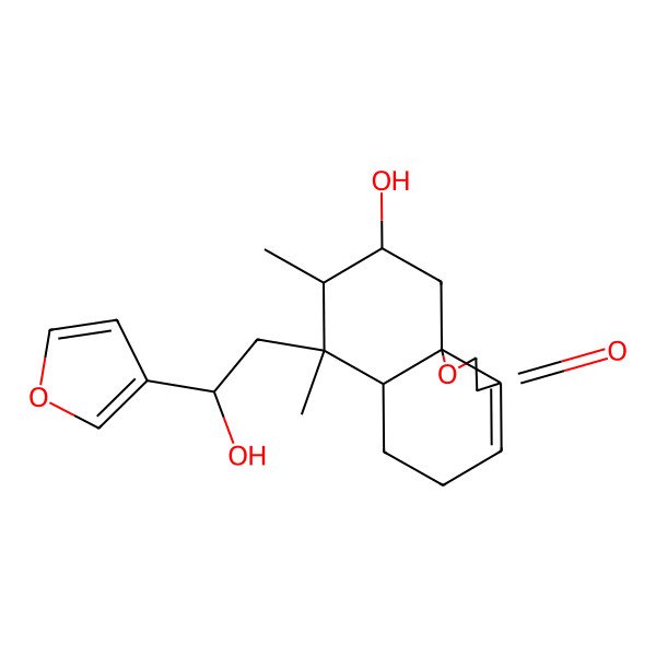 2D Structure of (6aR,7S,8S,9R,10aS)-7-[(2R)-2-(furan-3-yl)-2-hydroxyethyl]-9-hydroxy-7,8-dimethyl-5,6,6a,8,9,10-hexahydrobenzo[h][1]benzofuran-3-one