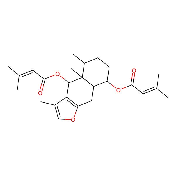 2D Structure of [(4S,4aR,5S,8R,8aR)-3,4a,5-trimethyl-4-(3-methylbut-2-enoyloxy)-5,6,7,8,8a,9-hexahydro-4H-benzo[f][1]benzofuran-8-yl] 3-methylbut-2-enoate