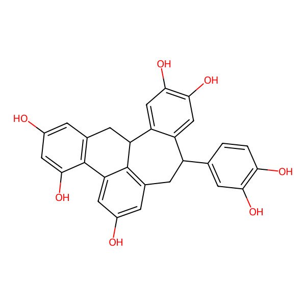 2D Structure of (1R,15S)-15-(3,4-dihydroxyphenyl)pentacyclo[11.8.1.03,8.09,22.016,21]docosa-3(8),4,6,9,11,13(22),16,18,20-nonaene-5,7,11,18,19-pentol