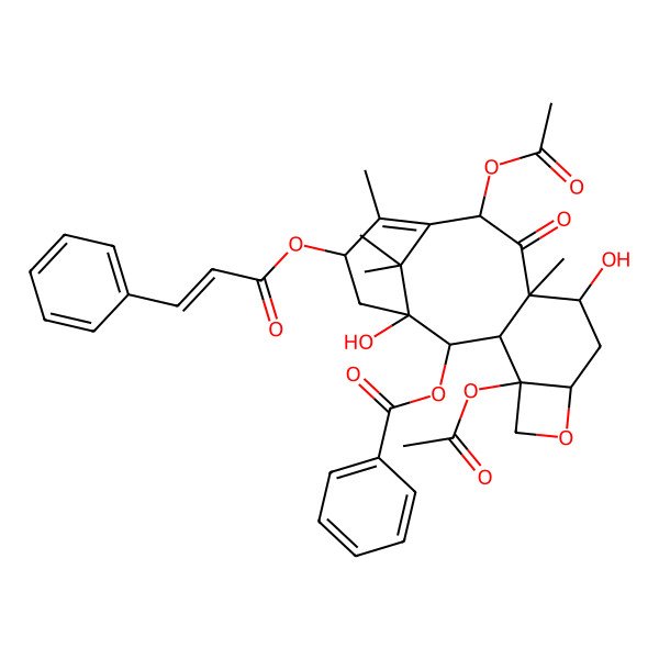 2D Structure of [(1S,2S,3R,4S,9S,10S,12R,15S)-4,12-diacetyloxy-1,9-dihydroxy-10,14,17,17-tetramethyl-11-oxo-15-[(E)-3-phenylprop-2-enoyl]oxy-6-oxatetracyclo[11.3.1.03,10.04,7]heptadec-13-en-2-yl] benzoate