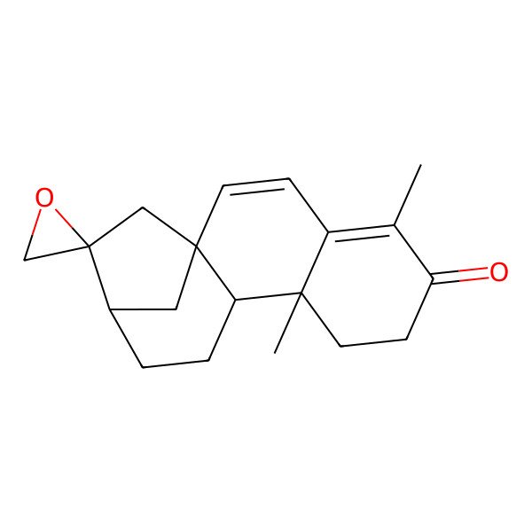 2D Structure of (1'S,2S,9'S,10'R,13'R)-5',9'-dimethylspiro[oxirane-2,14'-tetracyclo[11.2.1.01,10.04,9]hexadeca-2,4-diene]-6'-one