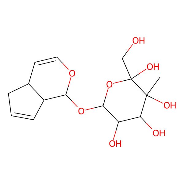 2D Structure of (2R,3S,4R,5R,6S)-6-[[(4aS,7aR)-1,4a,5,7a-tetrahydrocyclopenta[c]pyran-1-yl]oxy]-2-(hydroxymethyl)-3-methyloxane-2,3,4,5-tetrol
