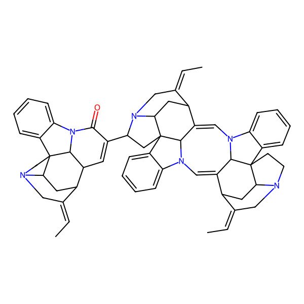 2D Structure of (1R,12S,13R,14Z,19S,21S)-10-[(1R,11S,13S,15R,17R,27S,28Z,33S,35R,36R,38Z)-28,38-di(ethylidene)-8,14,24,30-tetrazaundecacyclo[25.5.2.211,14.11,26.110,17.02,7.013,17.018,23.030,33.08,35.024,36]octatriaconta-2,4,6,9,18,20,22,25-octaen-15-yl]-14-ethylidene-8,16-diazahexacyclo[11.5.2.11,8.02,7.016,19.012,21]henicosa-2,4,6,10-tetraen-9-one