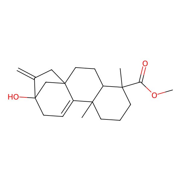 2D Structure of Methyl 13-hydroxy-5,9-dimethyl-14-methylidenetetracyclo[11.2.1.01,10.04,9]hexadec-10-ene-5-carboxylate