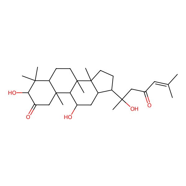 2D Structure of 3,11-Dihydroxy-17-(2-hydroxy-6-methyl-4-oxohept-5-en-2-yl)-4,4,8,10,14-pentamethyl-1,3,5,6,7,9,11,12,13,15,16,17-dodecahydrocyclopenta[a]phenanthren-2-one