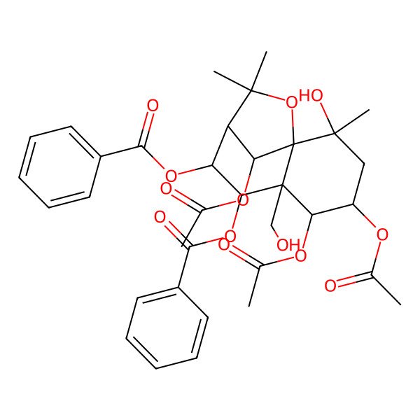 2D Structure of [(1S,2S,4S,5R,6S,7R,8S,9R,12R)-4,5,12-triacetyloxy-7-benzoyloxy-2-hydroxy-6-(hydroxymethyl)-2,10,10-trimethyl-11-oxatricyclo[7.2.1.01,6]dodecan-8-yl] benzoate
