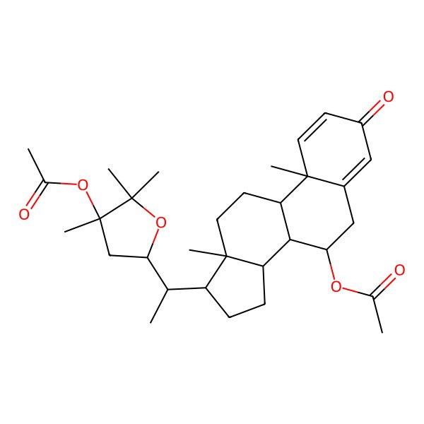 2D Structure of [17-[1-(4-Acetyloxy-4,5,5-trimethyloxolan-2-yl)ethyl]-10,13-dimethyl-3-oxo-6,7,8,9,11,12,14,15,16,17-decahydrocyclopenta[a]phenanthren-7-yl] acetate