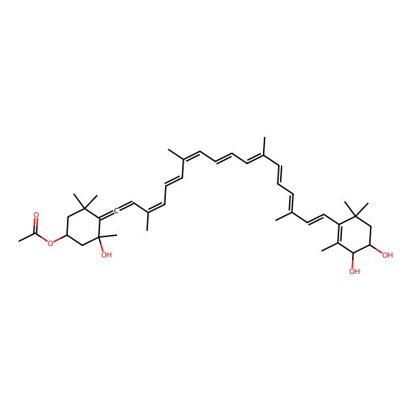 2D Structure of [4-[18-(3,4-Dihydroxy-2,6,6-trimethylcyclohexen-1-yl)-3,7,12,16-tetramethyloctadeca-1,3,5,7,9,11,13,15,17-nonaenylidene]-3-hydroxy-3,5,5-trimethylcyclohexyl] acetate