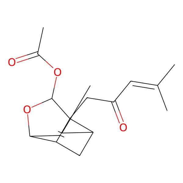 2D Structure of [(1R,3R,6R,8R,9R)-4-methyl-9-(4-methyl-2-oxopent-3-enyl)-7-oxatricyclo[4.3.0.03,9]non-4-en-8-yl] acetate