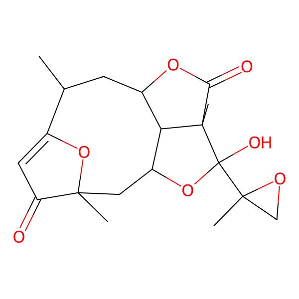 2D Structure of 13-Hydroxy-3,7,12-trimethyl-13-(2-methyloxiran-2-yl)-10,14,16-trioxatetracyclo[7.5.1.13,6.012,15]hexadec-5-ene-4,11-dione