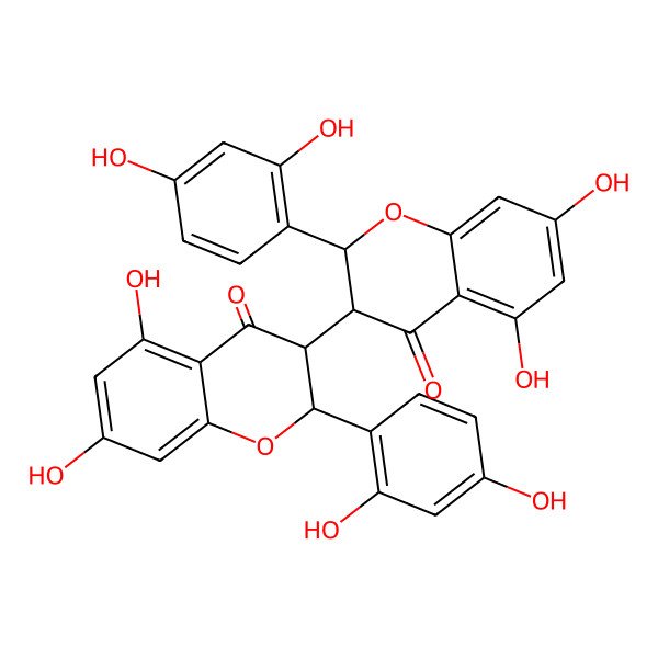 2D Structure of (2S,3S)-2-(2,4-dihydroxyphenyl)-3-[(2S,3S)-2-(2,4-dihydroxyphenyl)-5,7-dihydroxy-4-oxo-2,3-dihydrochromen-3-yl]-5,7-dihydroxy-2,3-dihydrochromen-4-one