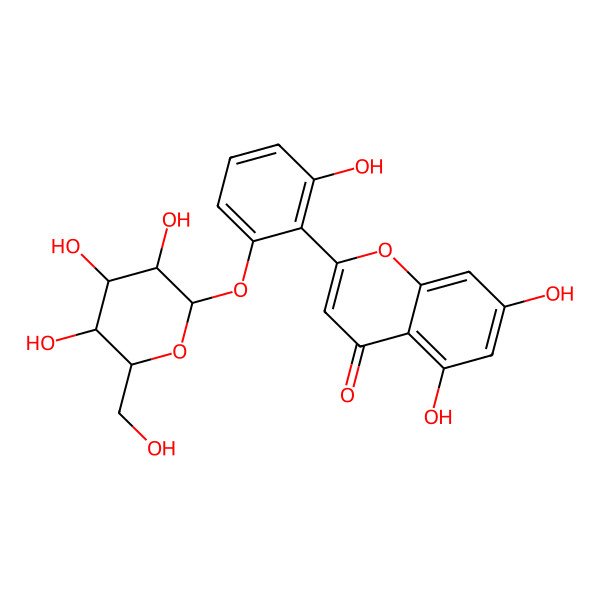 2D Structure of 5,7-dihydroxy-2-[2-hydroxy-6-[(2S,3R,4S,5S,6R)-3,4,5-trihydroxy-6-(hydroxymethyl)oxan-2-yl]oxyphenyl]chromen-4-one